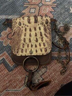 Canoe Croc-Embossed Leather Crossbody Bag